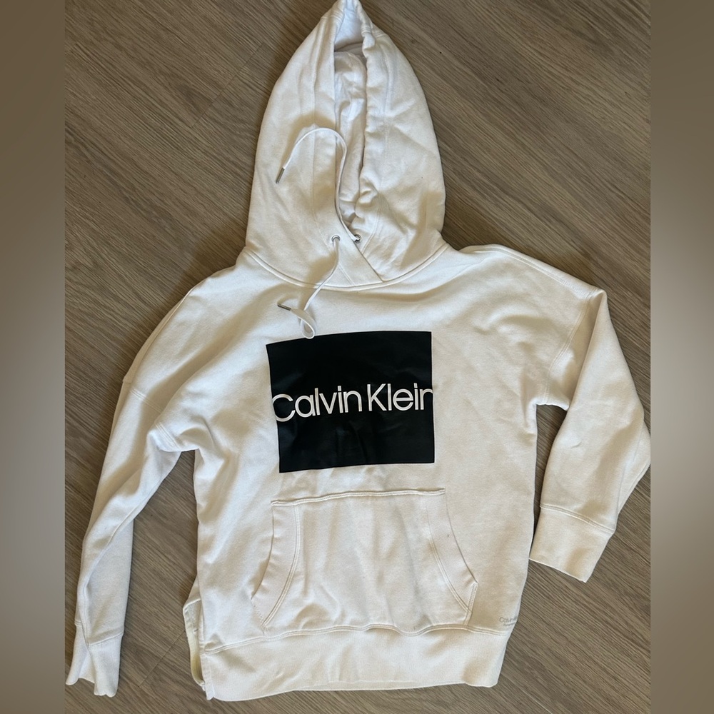 Calvin Klein Performance White Hoodie with Black Logo